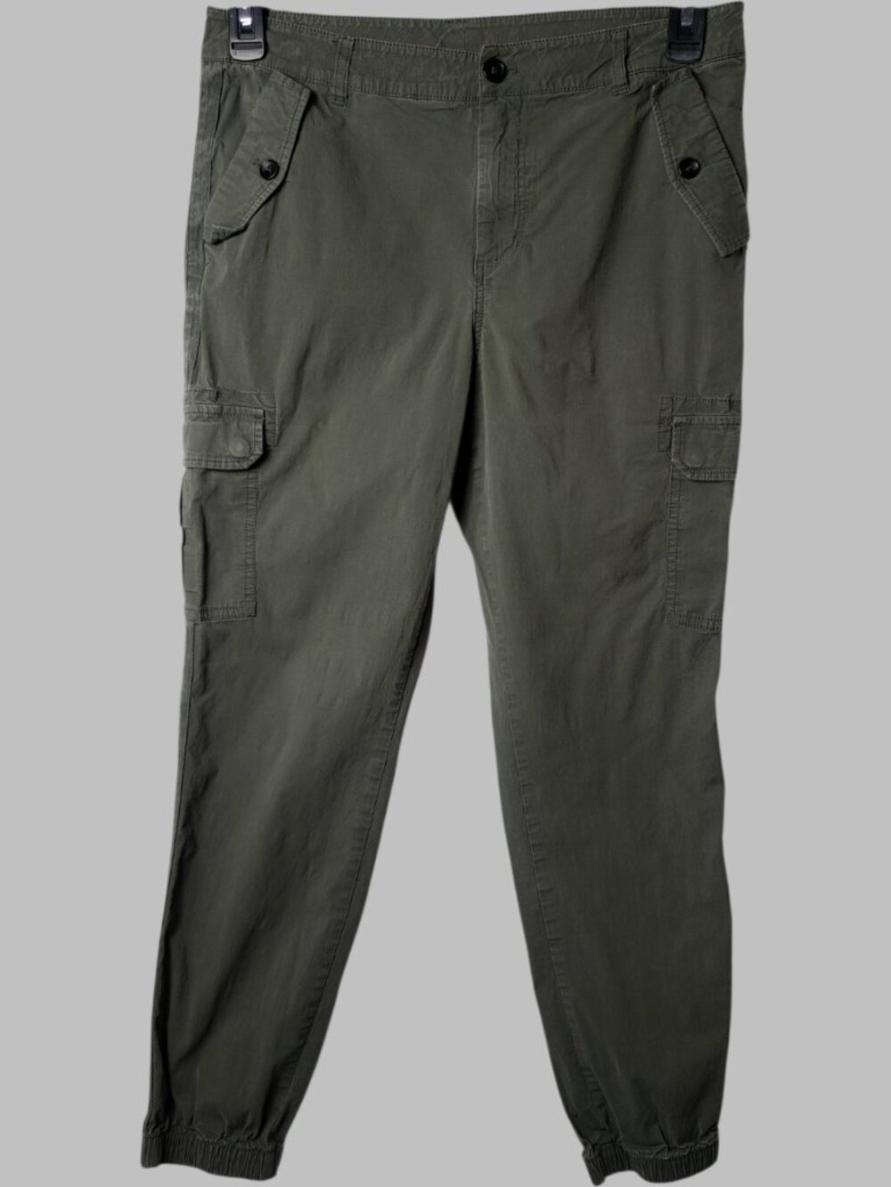 Hayes Women’s Cargo Jogger Pants Utility Tapered Leg Olive/Green Medium - Picture 2 of 10